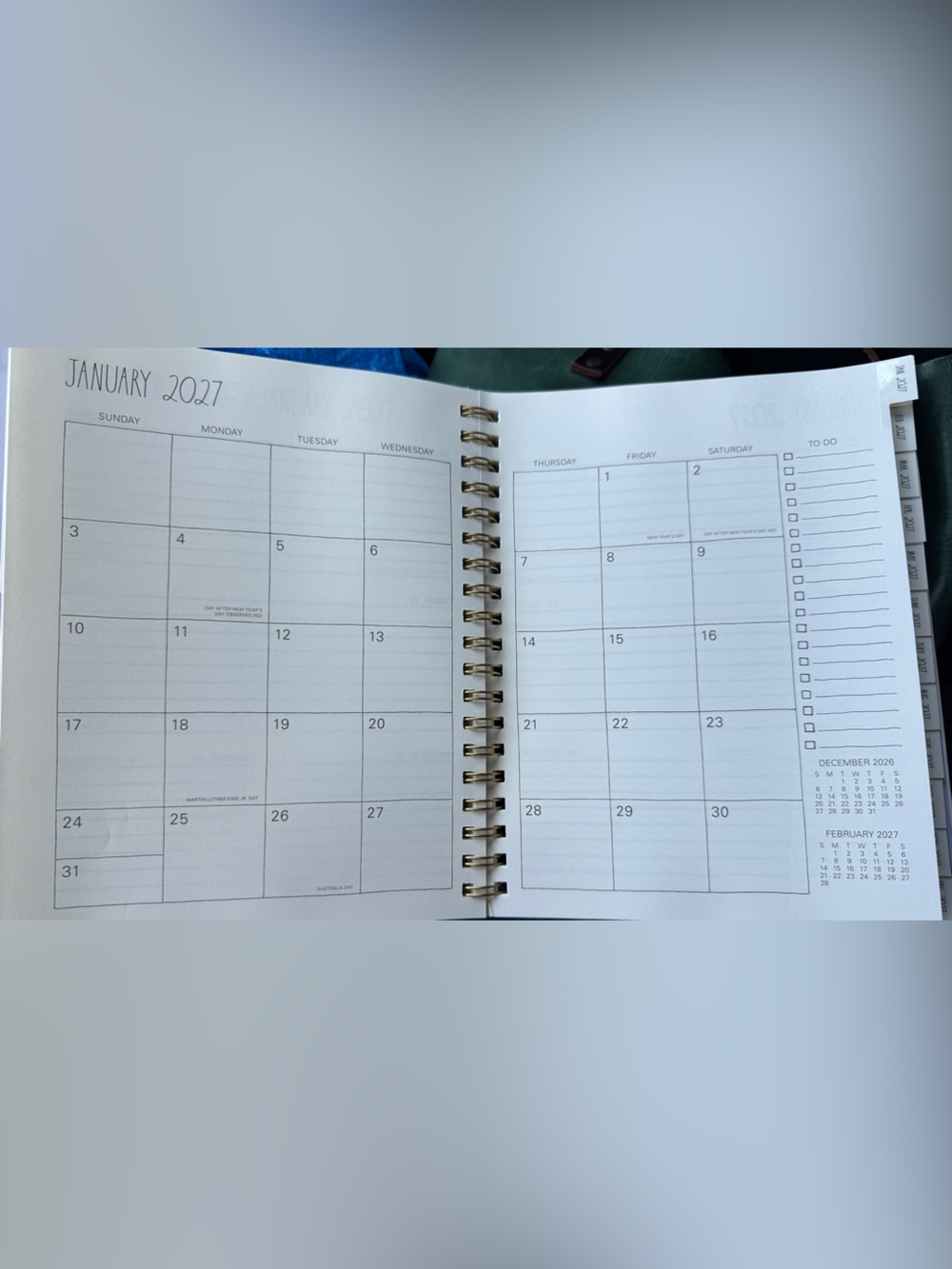 NEW Rae Dunn 2027 Planner Hardback Spiral 17 months Planner Gold Foil Bow Design - Picture 6 of 7